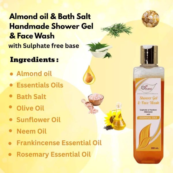 ANW-Gel_Essential-Oils_N_9.jpg Almond Oil Essential Oils Shower Gel & Face wash with Sulphates & Parabens free Base - 200ml