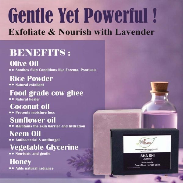 CGH-Lavender_7.jpg Lavender Cow Ghee Herbal Soap - Economy Pack 3