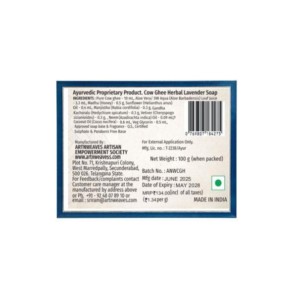 LAV-CGH-134.jpeg Lavender Cow Ghee Herbal Soap - Economy Pack 3