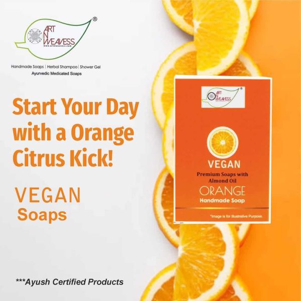 Vegan-Orange_6-2.jpg ORANGE Handmade VEGAN Almond Oil Soap NT 100 gms unit