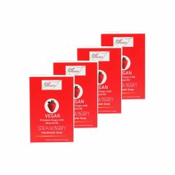 Vegan-Strawberry_2-1.jpg STRAWBERRY Handmade VEGAN Almond Oil Soap NT Pack of 4