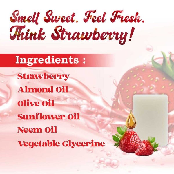 Vegan-Strawberry_7-1.jpg STRAWBERRY Handmade VEGAN Almond Oil Soap NT 100 gms unit